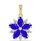 Pendente de Prata com Banho de Ouro com Ágata Azul e Topázio Branco