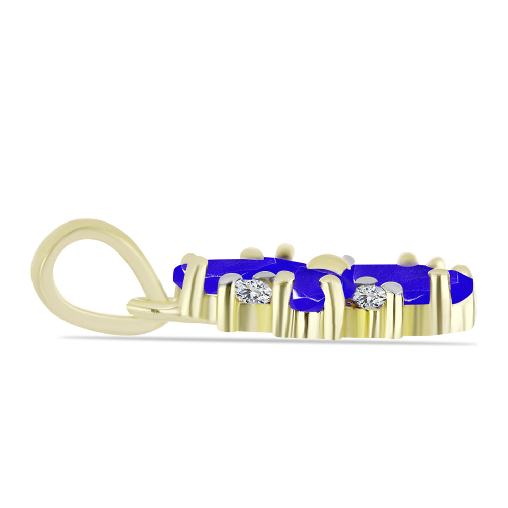 Pendente de Prata com Banho de Ouro com Ágata Azul e Topázio Branco