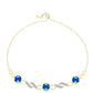 Pulseira de Prata com Banho de Ouro com Quartzo Pavão e Topázio Branco  Contraste: Cabeca de Veado (800)