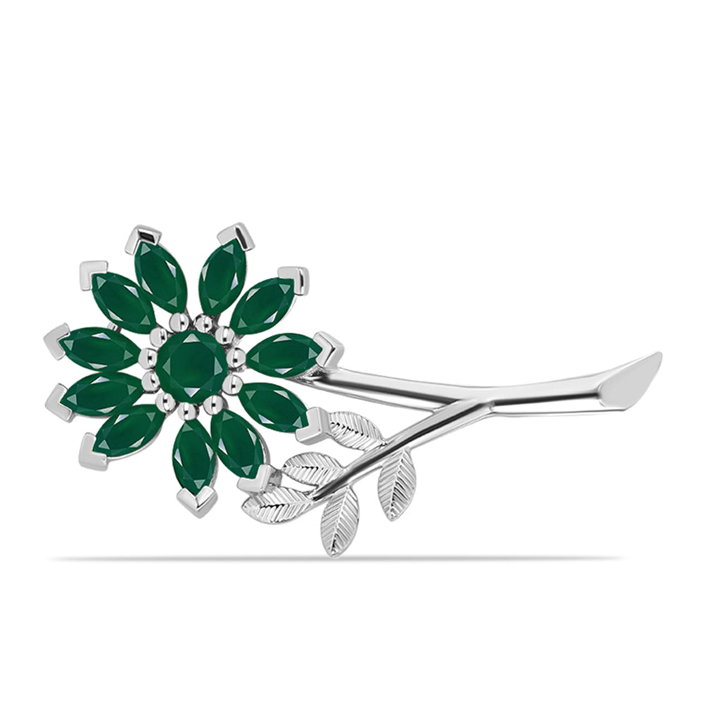 Alfinete de Prata com Calcedônia Verde  Contraste: Cabeca de Veado (800) 1 