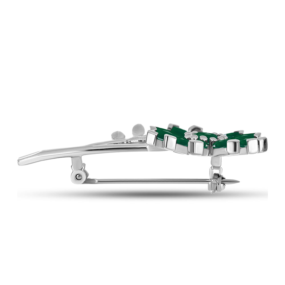 Alfinete de Prata com Calcedônia Verde  Contraste: Cabeca de Veado (800)