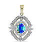 Pendente de Prata com Banho de Ouro com Quartzo Pavão e Topázio Branco