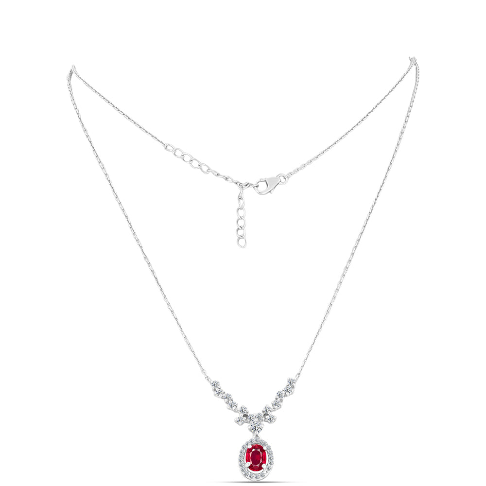 Colar de Prata com Rubi de Madagáscar e Topázio Branco  Contraste: Cabeca de Veado (800) 1 