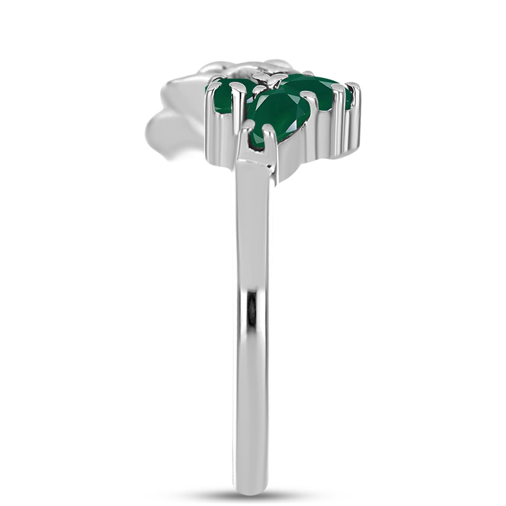 Anel de Prata com Calcedônia Verde e Topázio Branco  Contraste: Cabeca de Veado (800) 4 