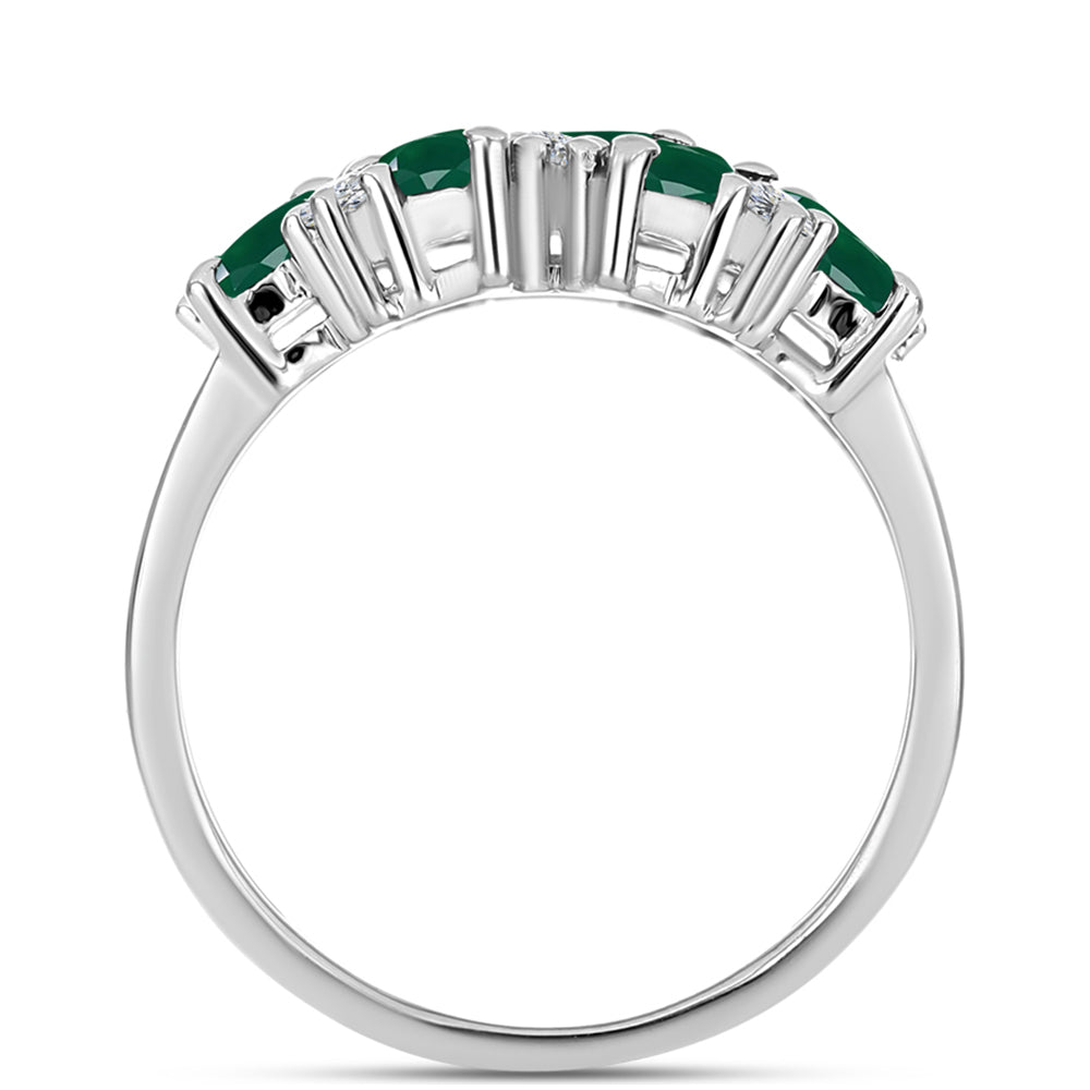 Anel de Prata com Calcedônia Verde e Topázio Branco  Contraste: Cabeca de Veado (800)