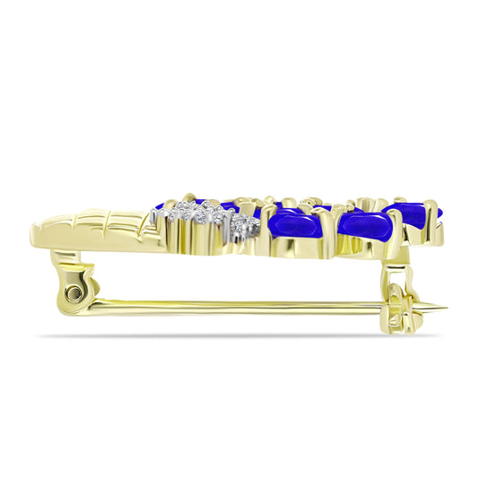 de Prata com Banho de Ouro com Ágata Azul e Topázio Branco  Contraste: Cabeca de Veado (800)