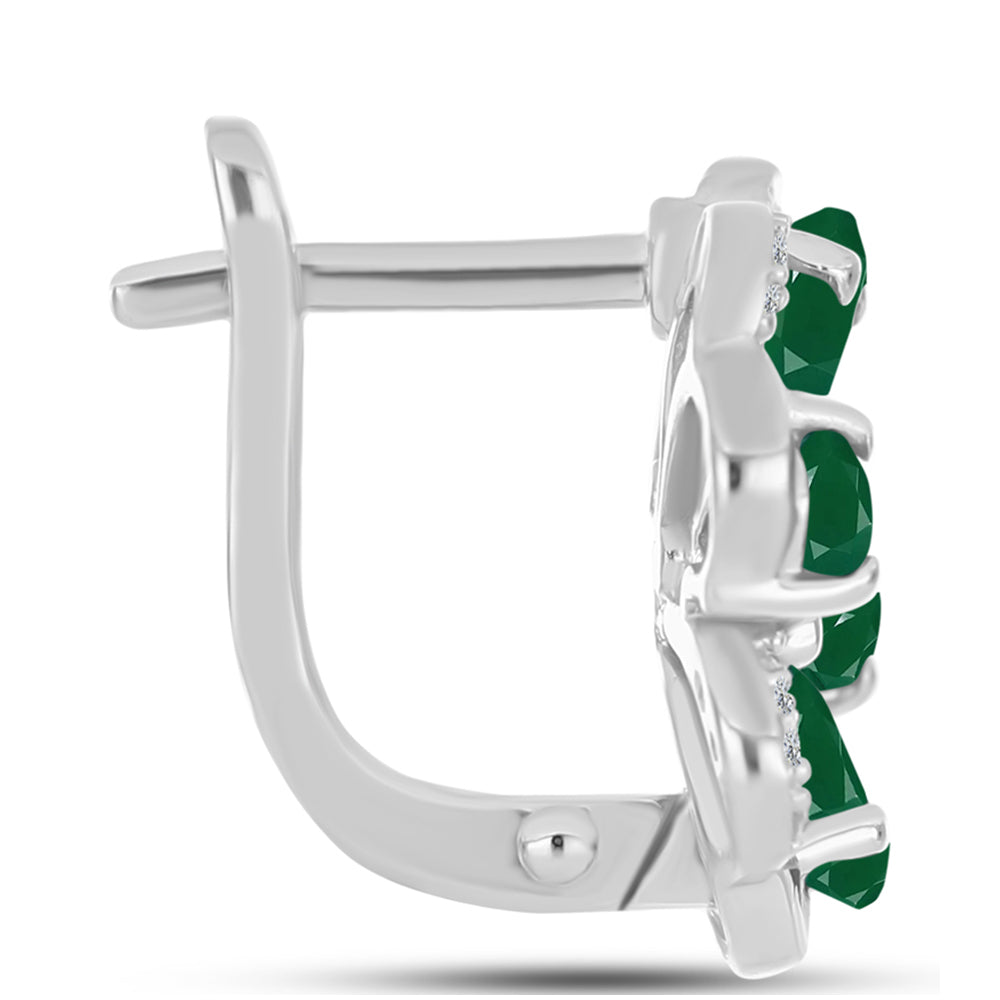 Brincos de Prata com Calcedônia Verde e Topázio Branco