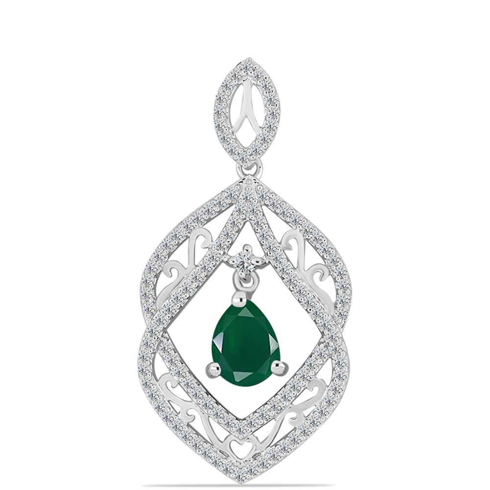 Pendente de Prata com Calcedônia Verde e Topázio Branco 1 
