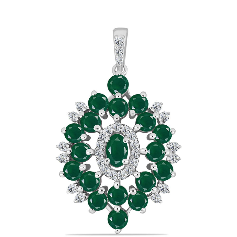 Pendente de Prata com Calcedônia Verde e Topázio Branco