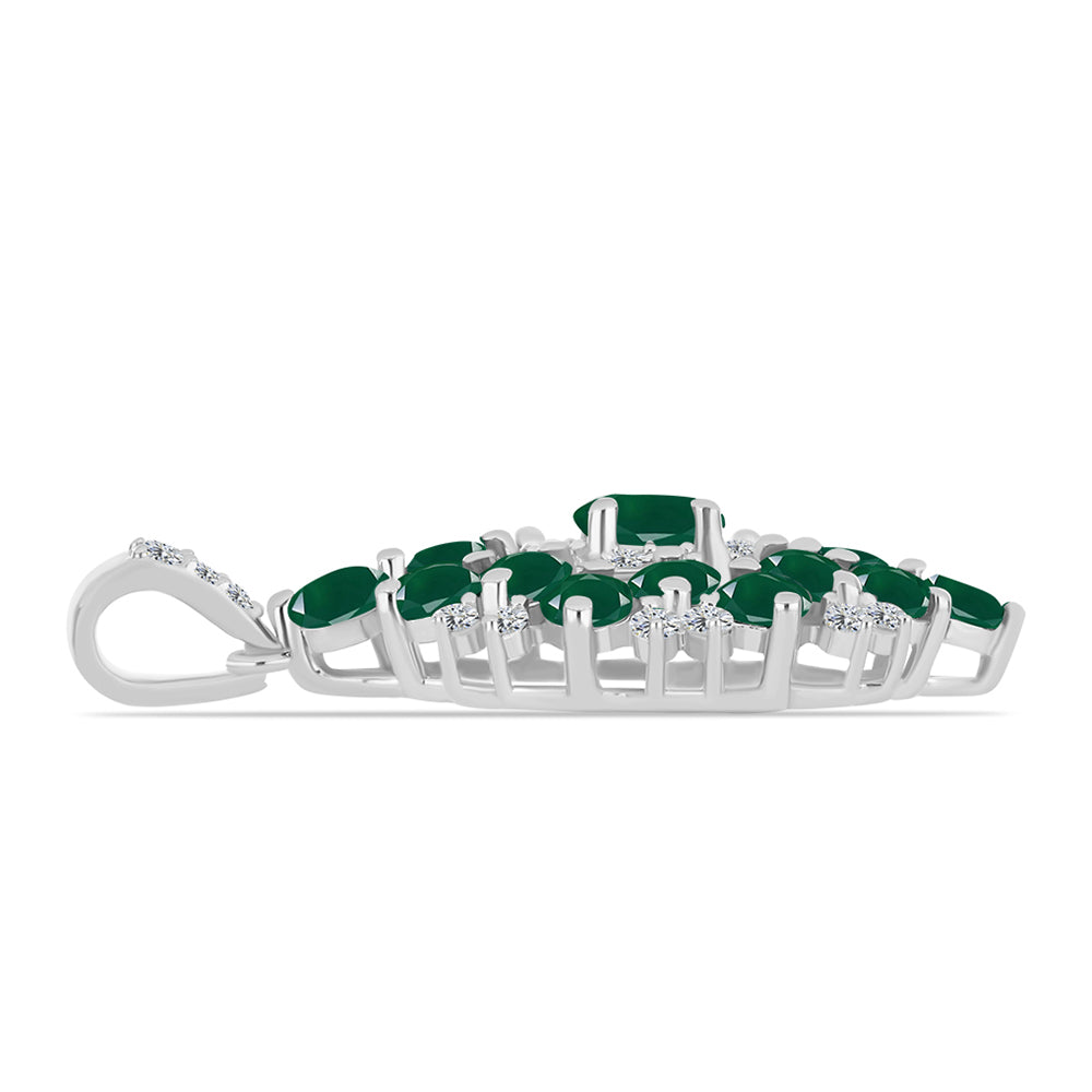 Pendente de Prata com Calcedônia Verde e Topázio Branco 2 