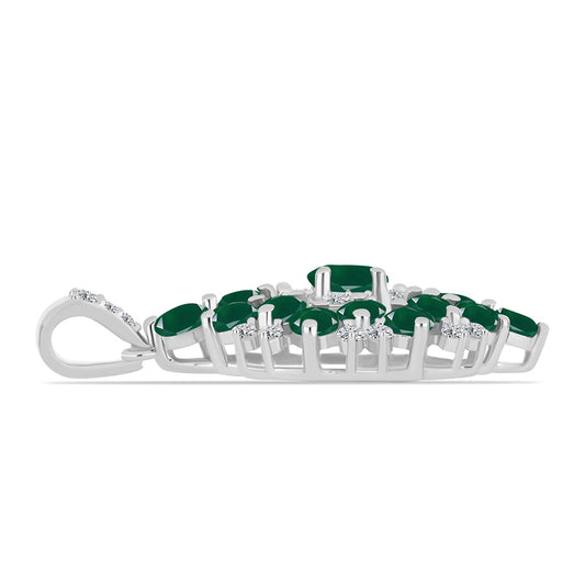 Pendente de Prata com Calcedônia Verde e Topázio Branco