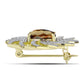 Alfinete de Prata com Banho de Ouro com Quartzo Cognac e Topázio Branco  Contraste: Cabeca de Veado (800)