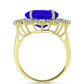 Anel de Prata com Banho de Ouro com Ágata Azul e Topázio Branco  Contraste: Cabeca de Veado (800)