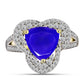 Anel de Prata com Banho de Ouro com Ágata Azul e Topázio Branco  Contraste: Cabeca de Veado (800)