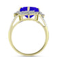Anel de Prata com Banho de Ouro com Ágata Azul e Topázio Branco  Contraste: Cabeca de Veado (800)