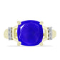 Anel de Prata com Banho de Ouro com Ágata Azul e Topázio Branco  Contraste: Cabeca de Veado (800)