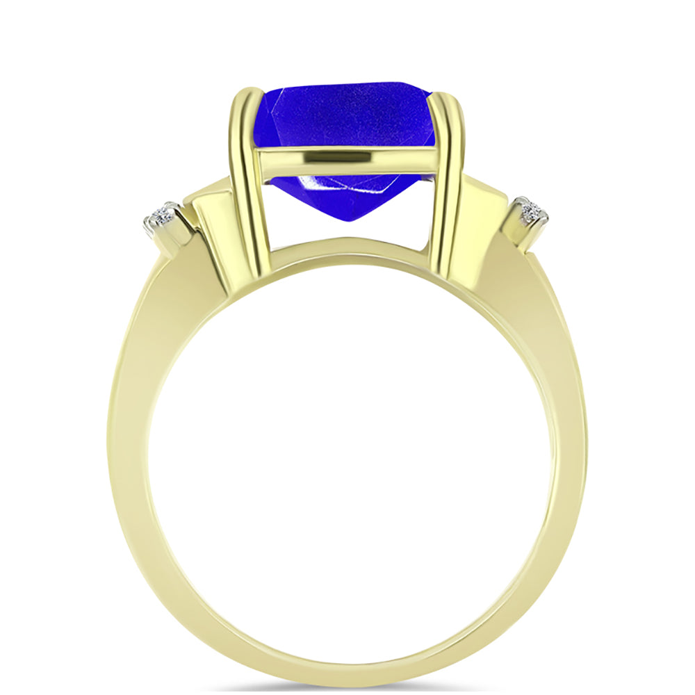 Anel de Prata com Banho de Ouro com Ágata Azul e Topázio Branco  Contraste: Cabeca de Veado (800)