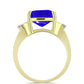 Anel de Prata com Banho de Ouro com Ágata Azul e Topázio Branco  Contraste: Cabeca de Veado (800)