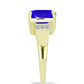 Anel de Prata com Banho de Ouro com Ágata Azul e Topázio Branco  Contraste: Cabeca de Veado (800)