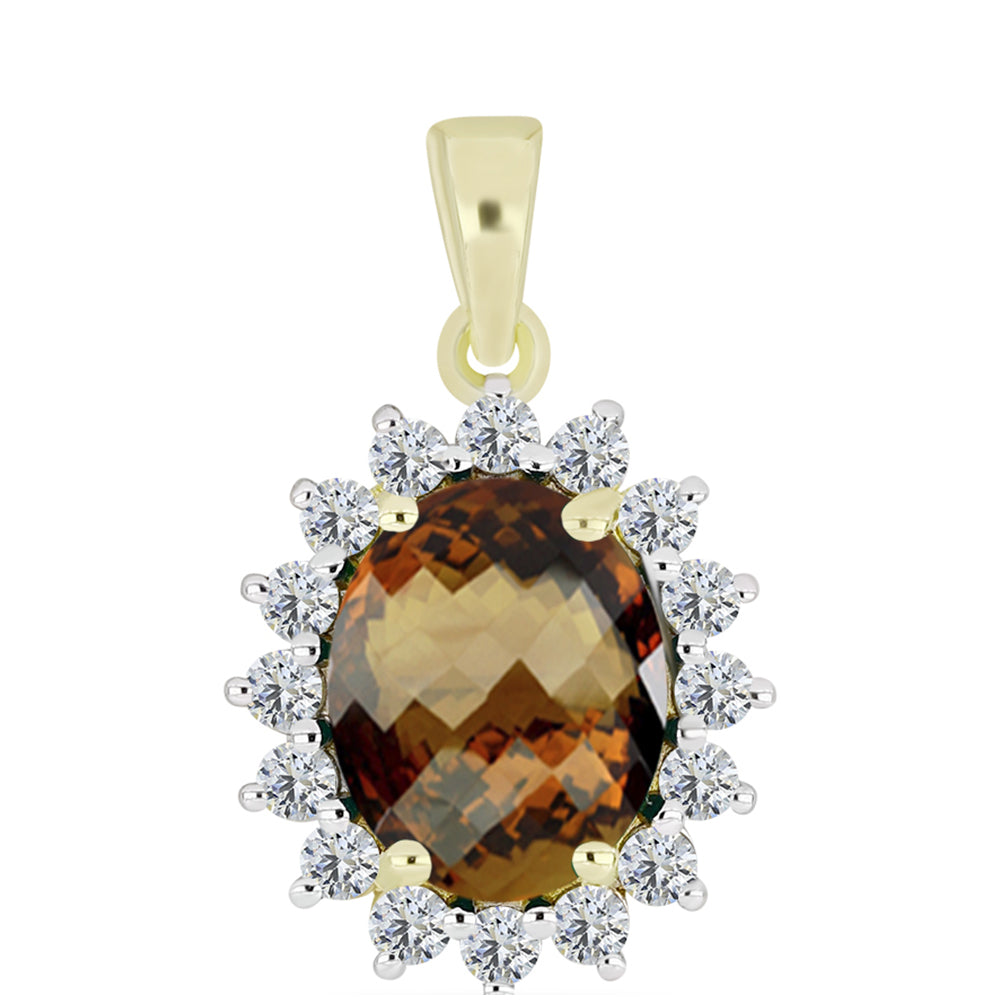 Pendente de Prata com Banho de Ouro com Quartzo Cognac e Topázio Branco 1 