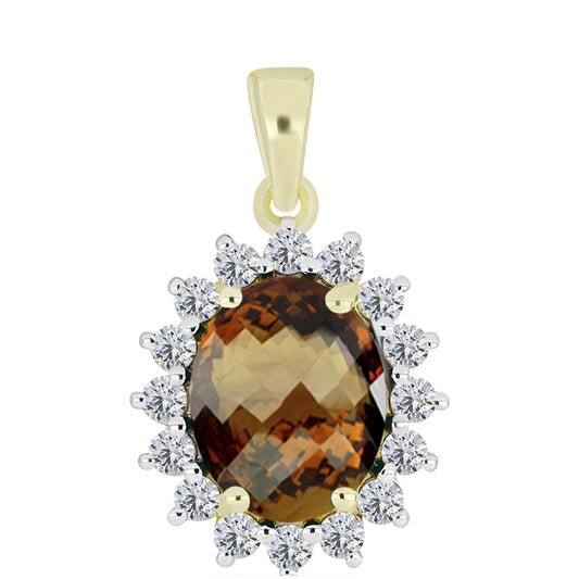 Pendente de Prata com Banho de Ouro com Quartzo Cognac e Topázio Branco