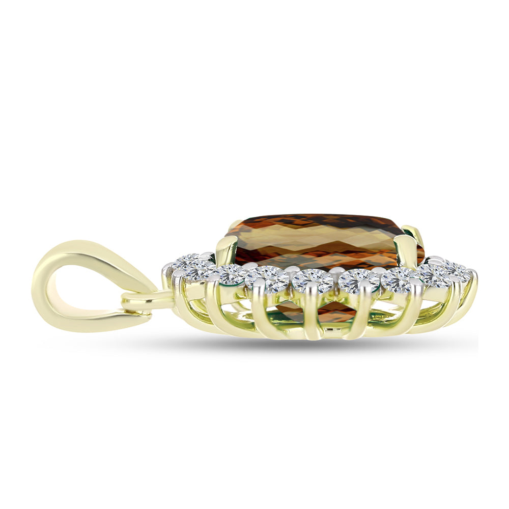 Pendente de Prata com Banho de Ouro com Quartzo Cognac e Topázio Branco