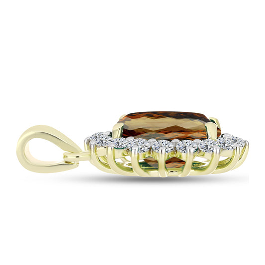 Pendente de Prata com Banho de Ouro com Quartzo Cognac e Topázio Branco