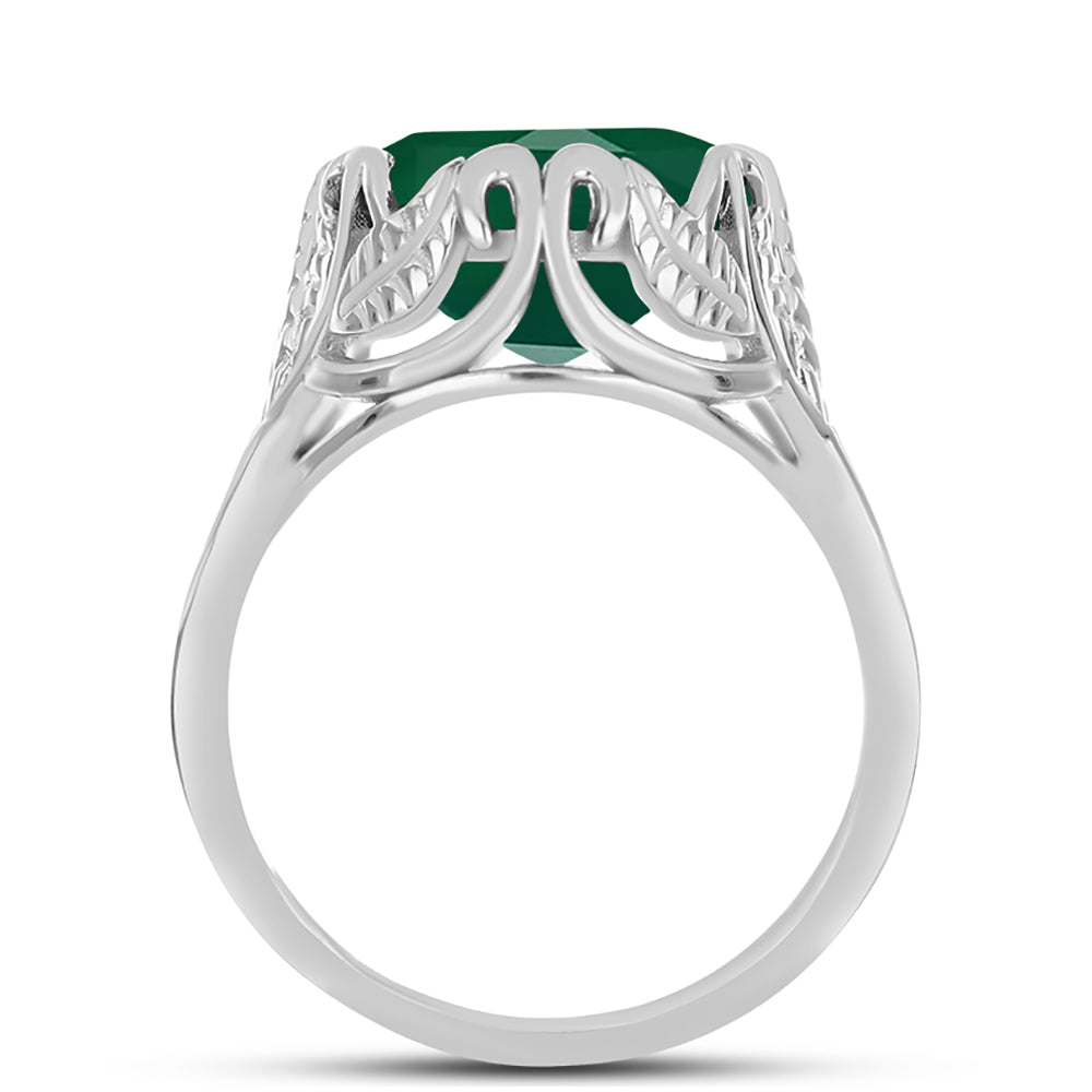 Anel de Prata com Calcedônia Verde  Contraste: Cabeca de Veado (800) 2 