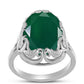 Anel de Prata com Calcedônia Verde  Contraste: Cabeca de Veado (800)