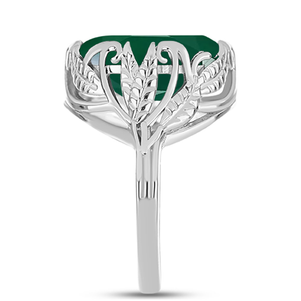 Anel de Prata com Calcedônia Verde  Contraste: Cabeca de Veado (800) 4 