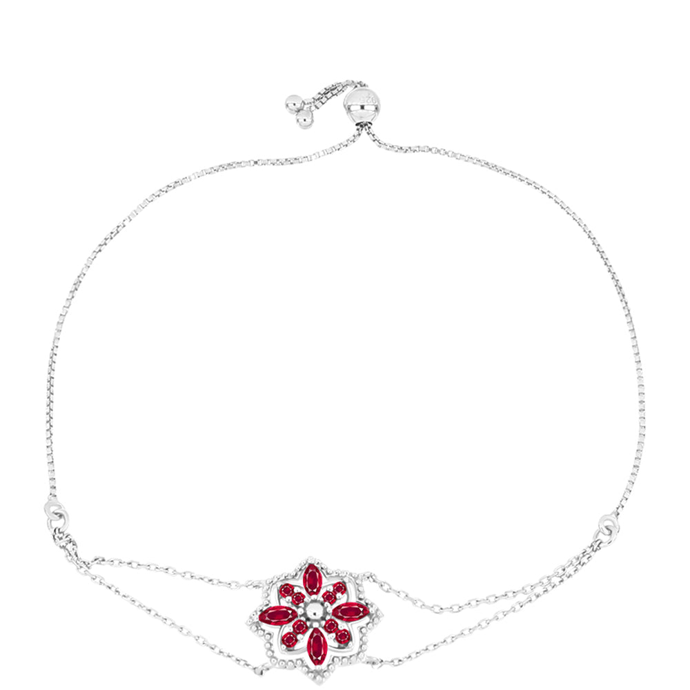 Pulseira de Prata com Rubi de Madagáscar  Contraste: Cabeca de Veado (800)