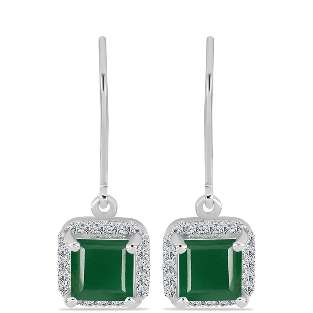 Brincos de Prata com Calcedônia Verde e Topázio Branco 1 