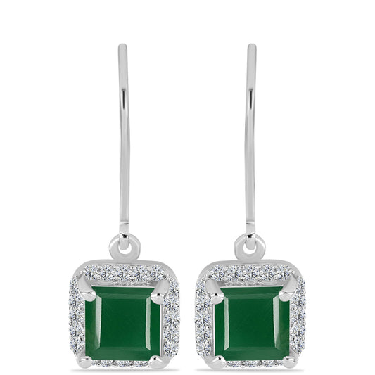 Brincos de Prata com Calcedônia Verde e Topázio Branco