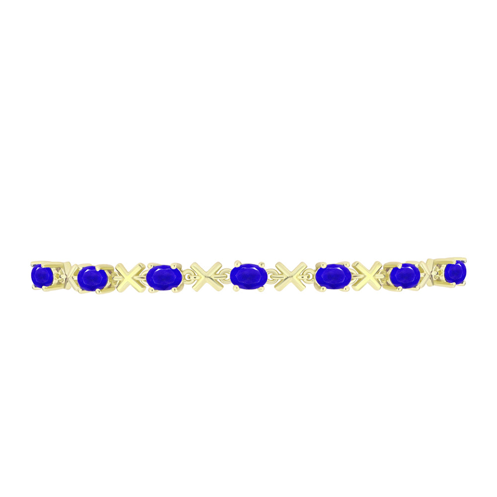Pulseira de Prata com Banho de Ouro com Ágata Azul  Contraste: Cabeca de Veado (800) 2 