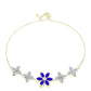 Pulseira de Prata com Banho de Ouro com Ágata Azul e Topázio Branco  Contraste: Cabeca de Veado (800)