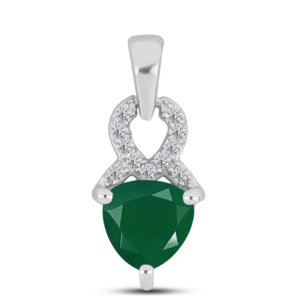 Pendente de Prata com Calcedônia Verde e Topázio Branco 1 