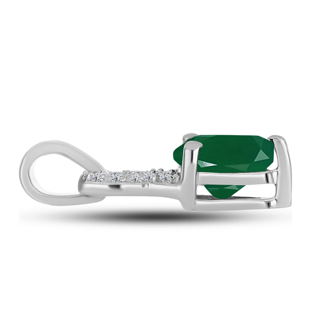 Pendente de Prata com Calcedônia Verde e Topázio Branco
