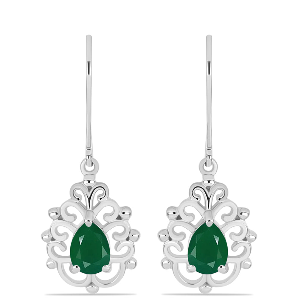 Brincos de Prata com Calcedônia Verde