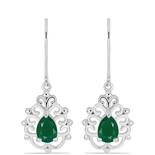 Brincos de Prata com Calcedônia Verde