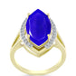 Anel de Prata com Banho de Ouro com Ágata Azul e Topázio Branco  Contraste: Cabeca de Veado (800)