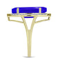 Anel de Prata com Banho de Ouro com Ágata Azul e Topázio Branco  Contraste: Cabeca de Veado (800)