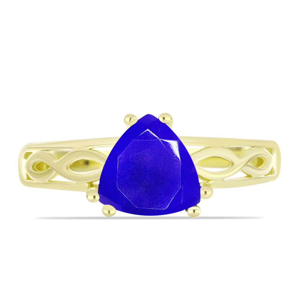 Anel de Prata com Banho de Ouro com Ágata Azul  Contraste: Cabeca de Veado (800) 1 