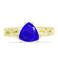 Anel de Prata com Banho de Ouro com Ágata Azul  Contraste: Cabeca de Veado (800)