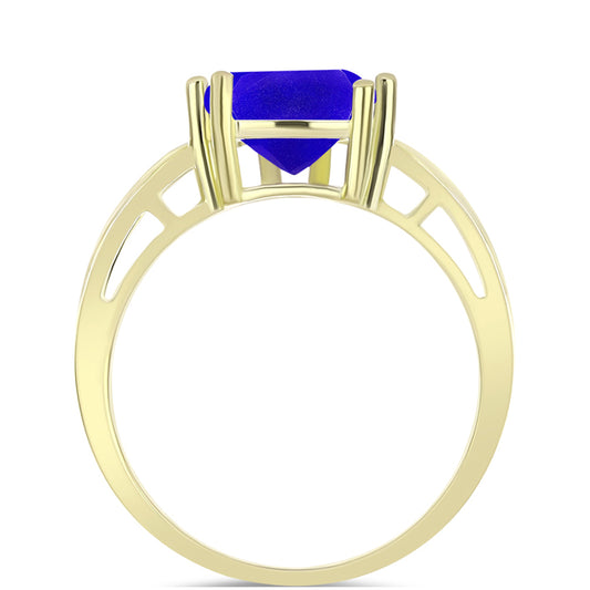 Anel de Prata com Banho de Ouro com Ágata Azul  Contraste: Cabeca de Veado (800)