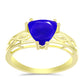 Anel de Prata com Banho de Ouro com Ágata Azul  Contraste: Cabeca de Veado (800)