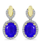 Brincos de Prata com Banho de Ouro com Ágata Azul e Topázio Branco