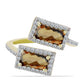 Anel de Prata com Banho de Ouro com Quartzo Cognac e Topázio Branco  Contraste: Cabeca de Veado (800)