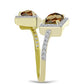Anel de Prata com Banho de Ouro com Quartzo Cognac e Topázio Branco  Contraste: Cabeca de Veado (800)