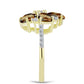 Anel de Prata com Banho de Ouro com Quartzo Cognac e Topázio Branco  Contraste: Cabeca de Veado (800)