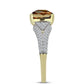 Anel de Prata com Banho de Ouro com Quartzo Cognac e Topázio Branco  Contraste: Cabeca de Veado (800)